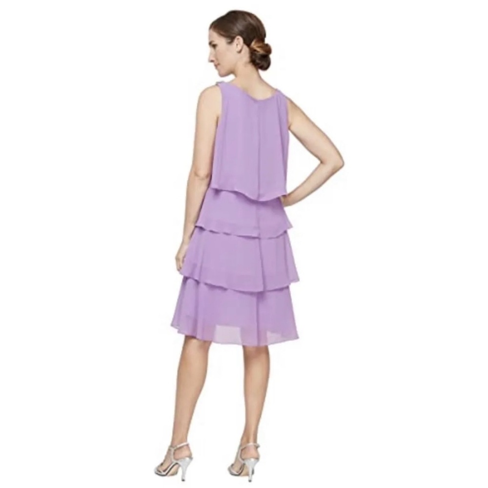 S.L. Fashions Women's Sleeveless Chiffon Tiered Co Size 16
